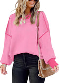 ETCYY Womens Oversized Colorblock Striped Knit Pullover - Cozy