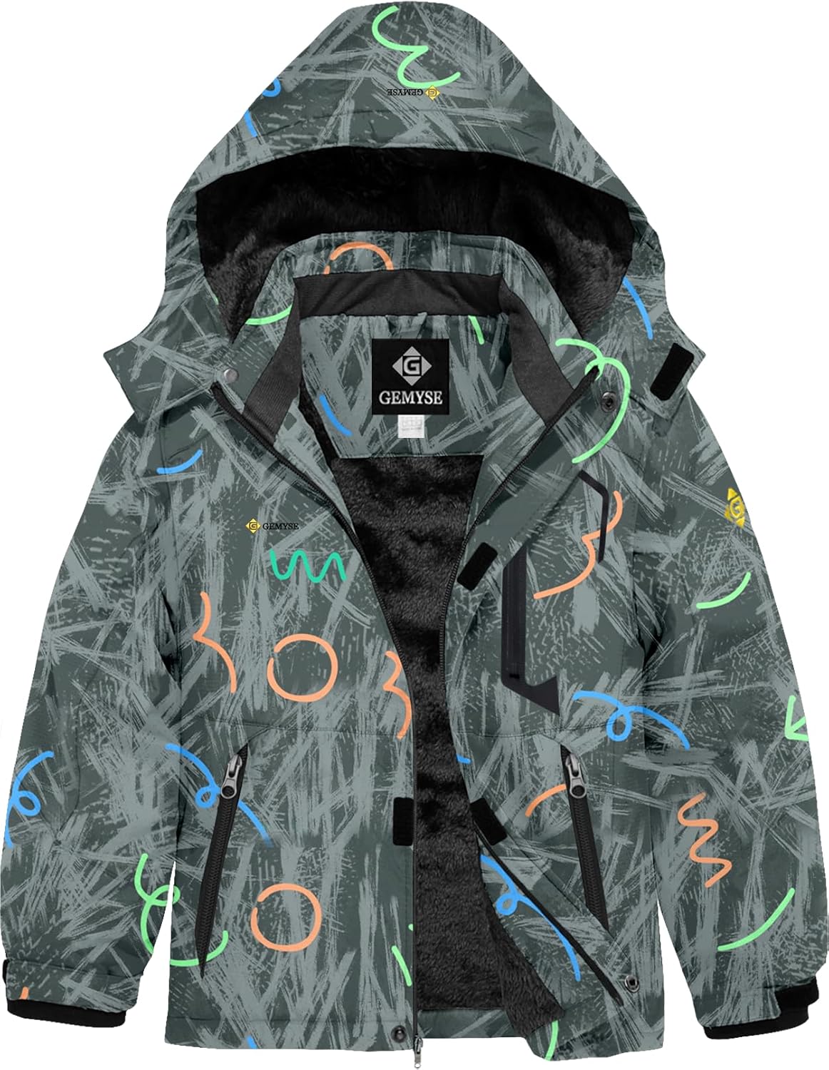 GEMYSE Boy's Waterproof Ski Snow Jacket for Winter Adventures
