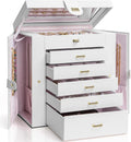 AKOZLIN Extra Large 6-Tier Jewelry Box Organizer with Mirror