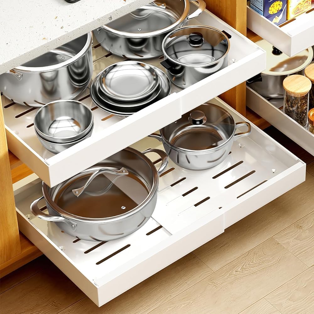 Expandable Pull Out Cabinet Organizer for Easy Kitchen Storage