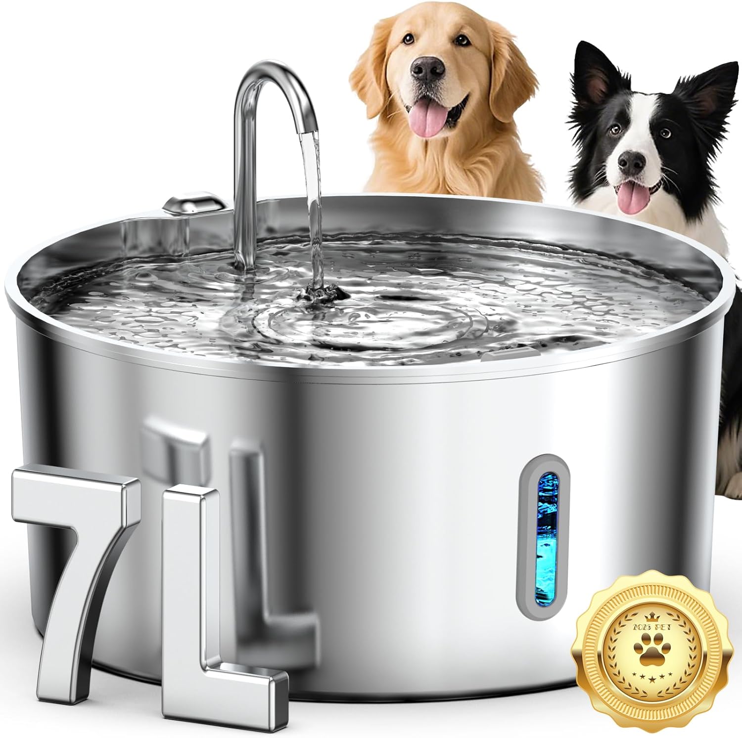 Dog Water Fountain Stainless Steel for Large Dogs & Cats