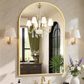 Arched Gold Bathroom Mirror 26in x 38in Wall Mounted - Modern Vanity