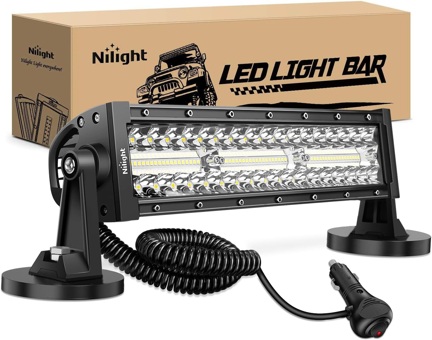 Nilight LED Light Bar 13.5 Inch with Strong Magnetic Base