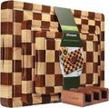 Checkerboard Cutting Board Set of 3 with Holder for Kitchen