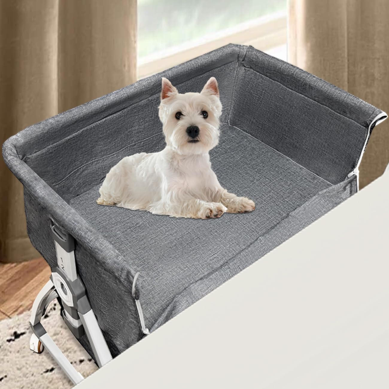 Adjustable Height Bedside Cosleeper Pet Dog Bed for Comfort
