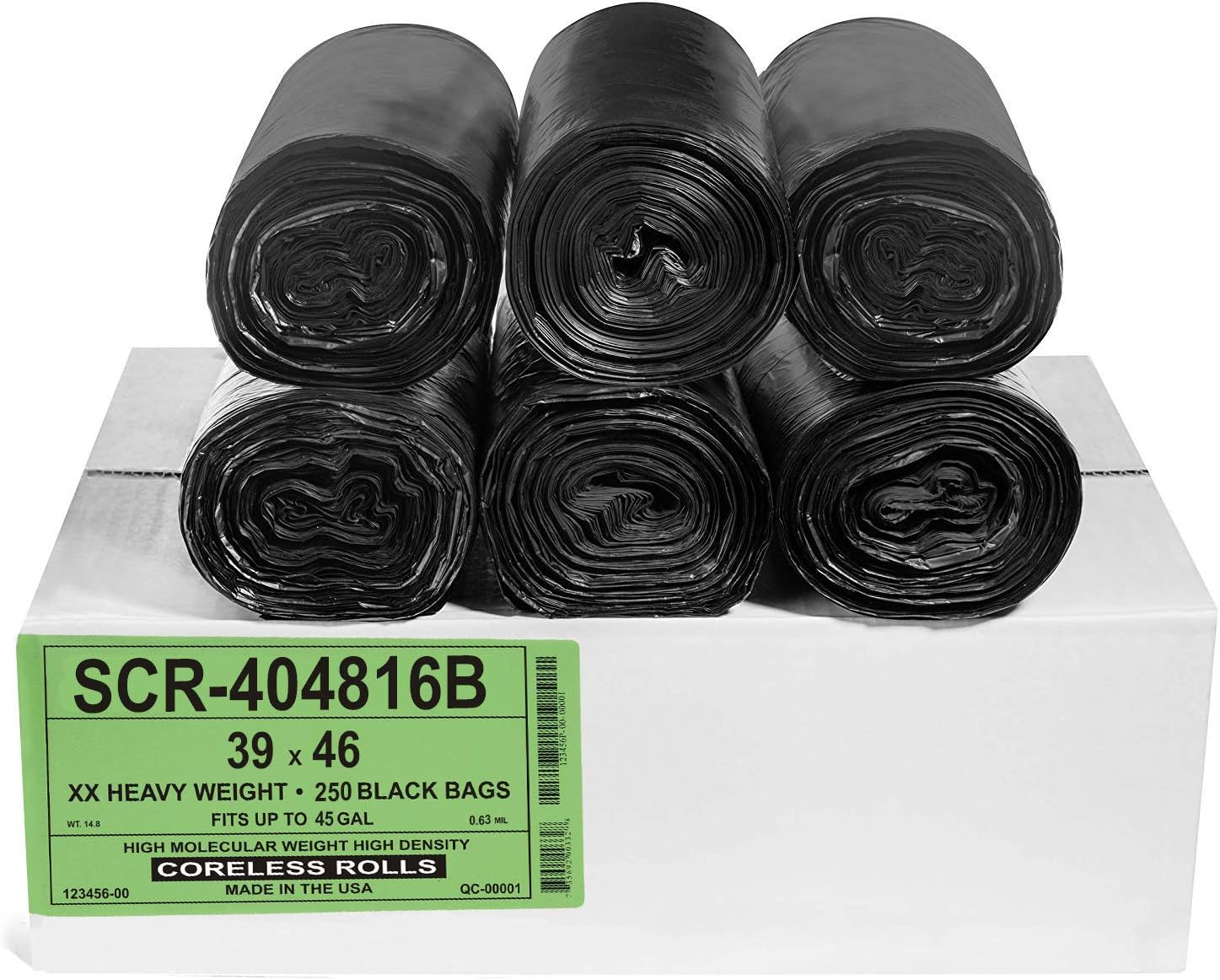 Aluf Plastics 45 Gallon Black Trash Bags for Home & Office