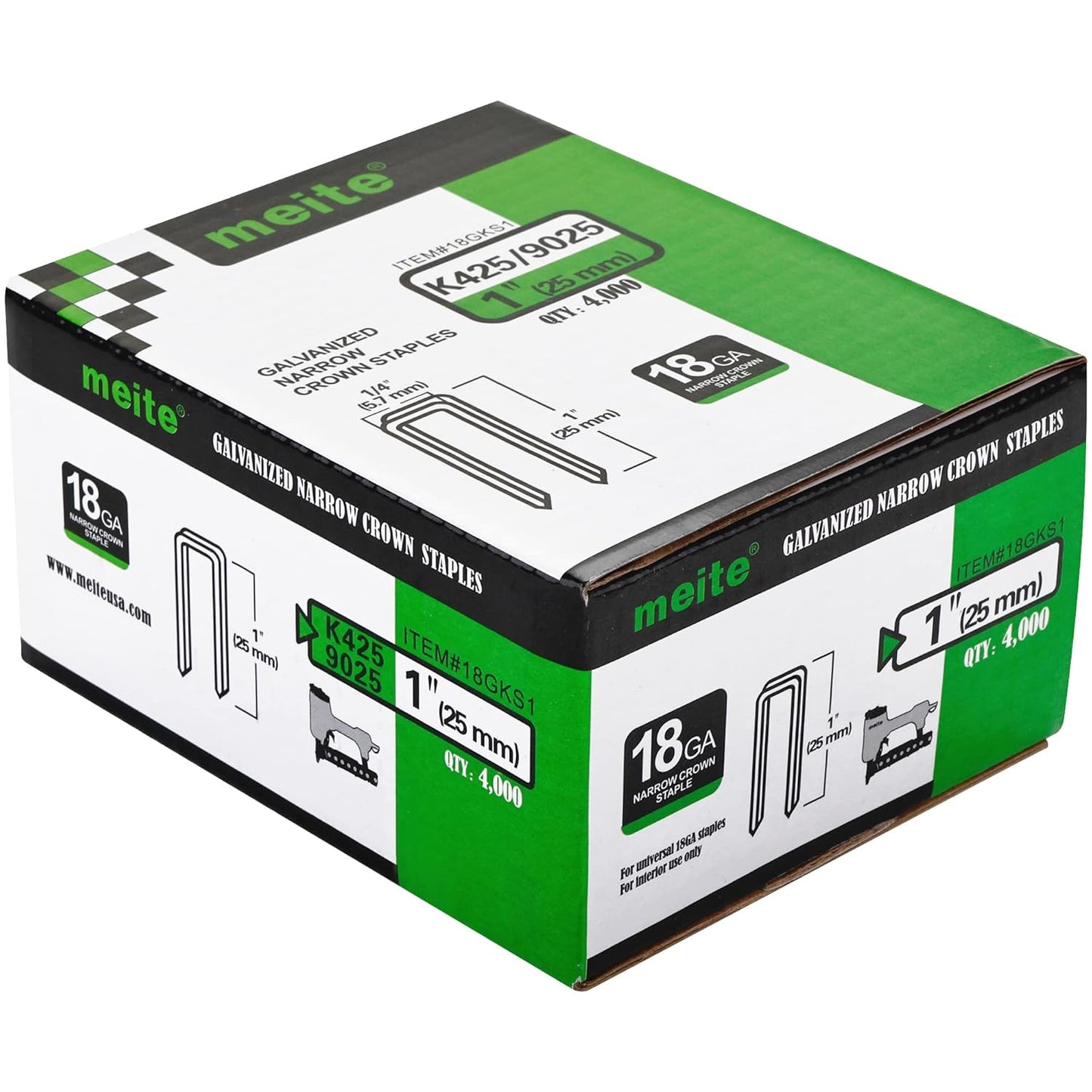 18 Gauge 1/4-Inch Narrow Crown Staples for Heavy Duty Use