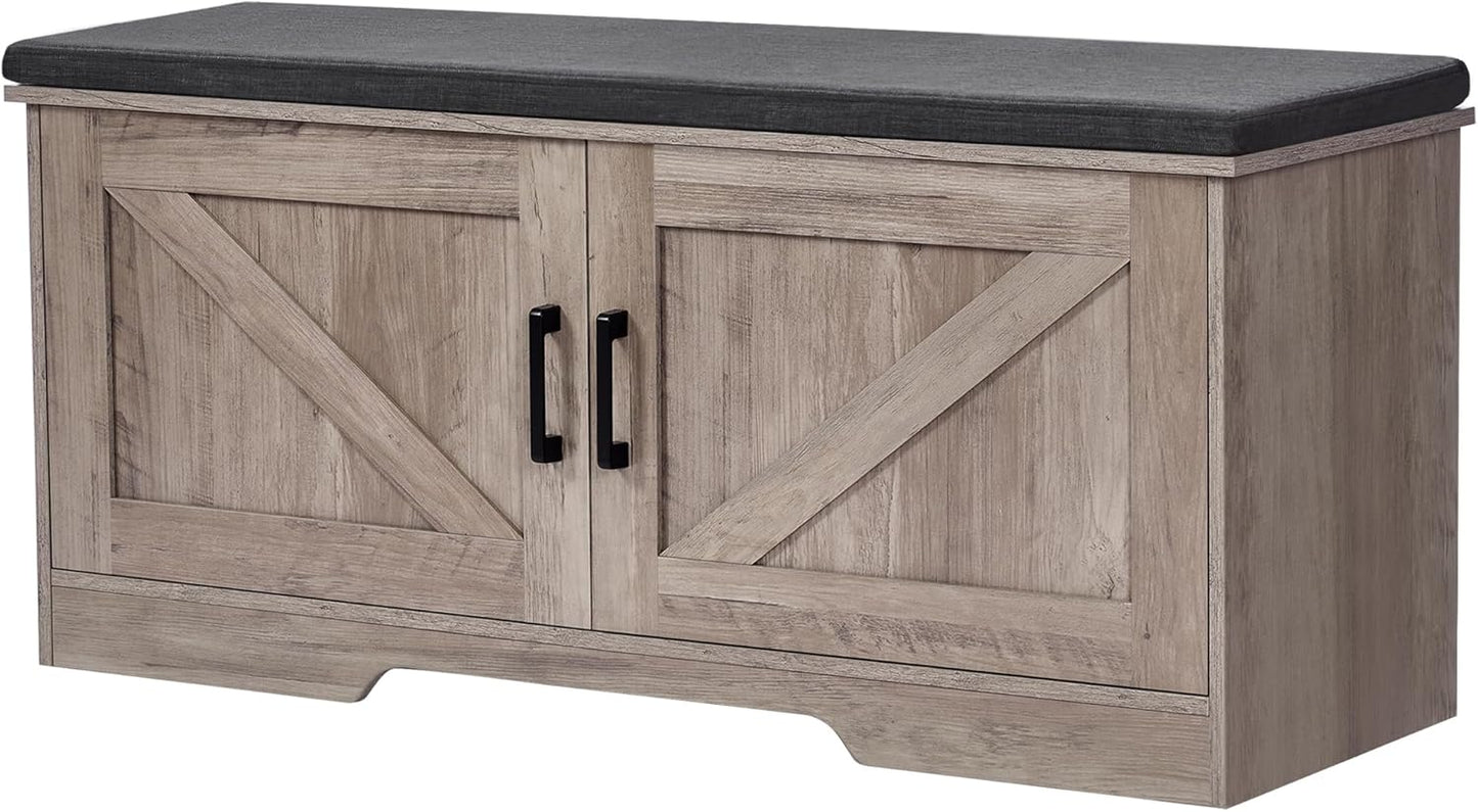 2-Tier Storage Bench with Padded Seat Cushion for Entryway