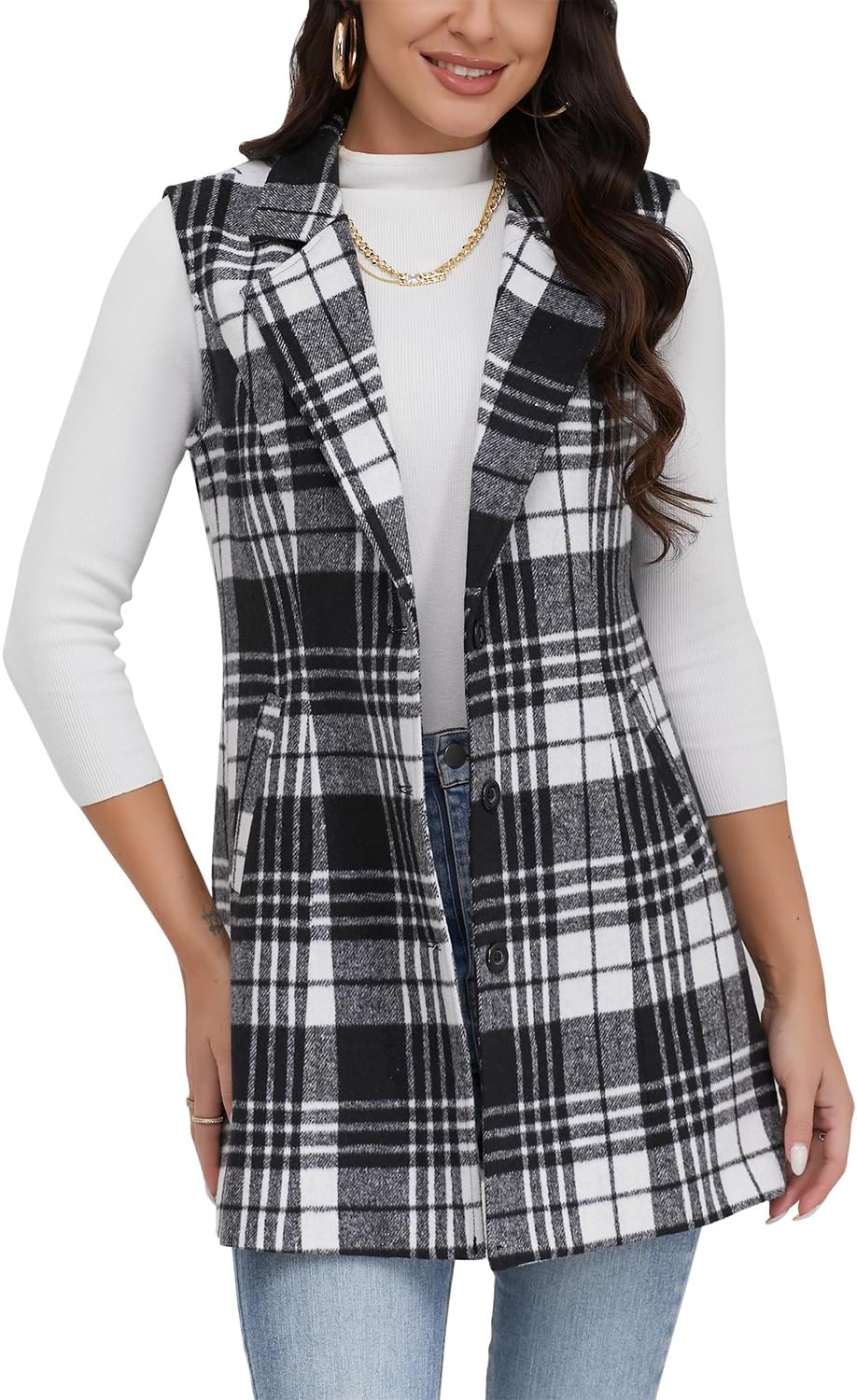Plaid Vest for Women by IDEALSANXUN - Stylish Fall Layering