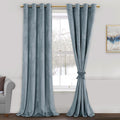 JIUZHEN Stone Blue Velvet Curtains for Bedroom & Living Room