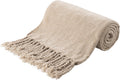 Beige Chenille Throw Blanket for Couch - Soft, Lightweight Comfort