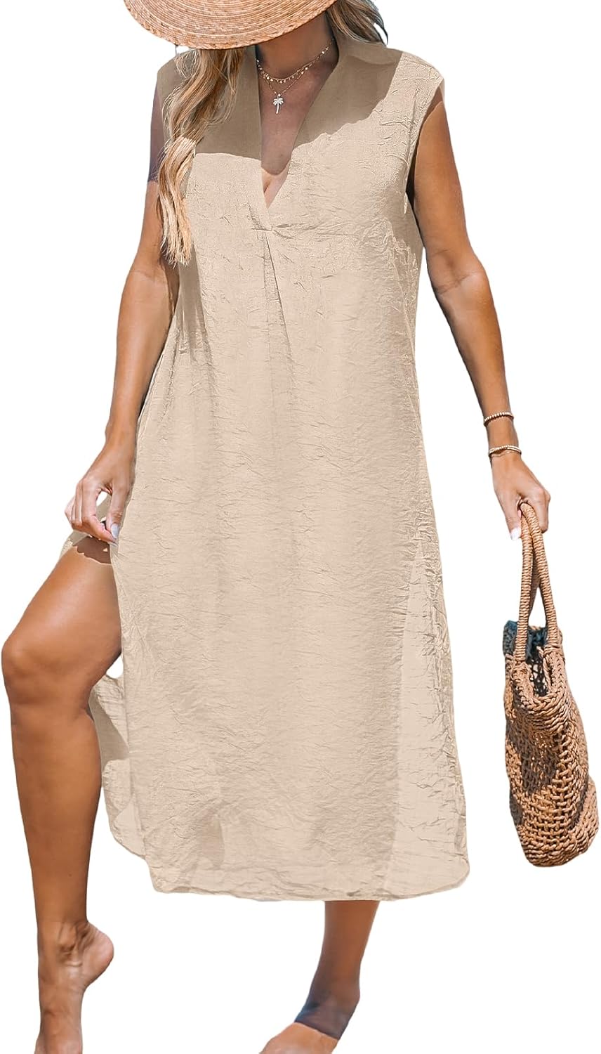 CUPSHE Women's Casual Sleeveless Side Split Long Cardigans