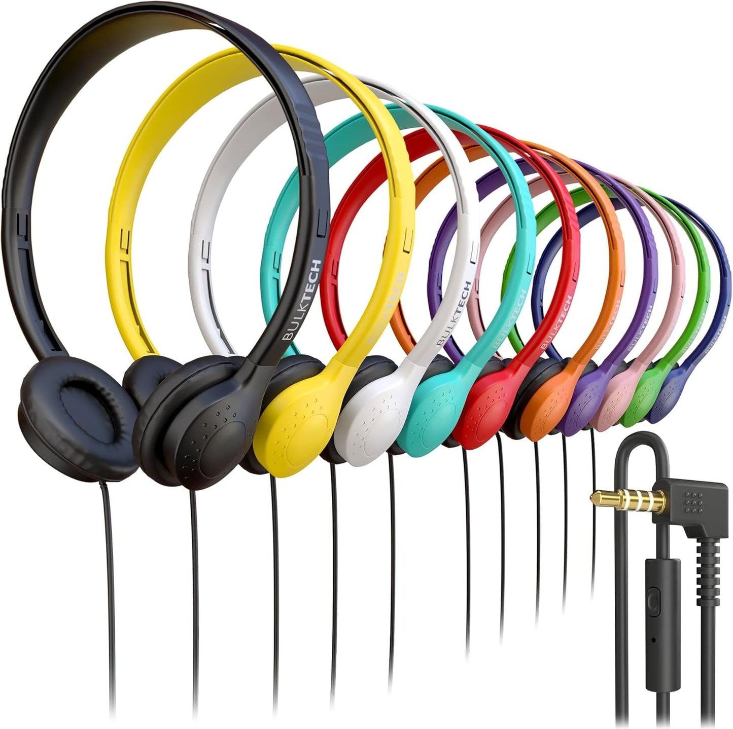 Bulk Wired On-Ear Leather Headphones with Microphone - 500 Pack