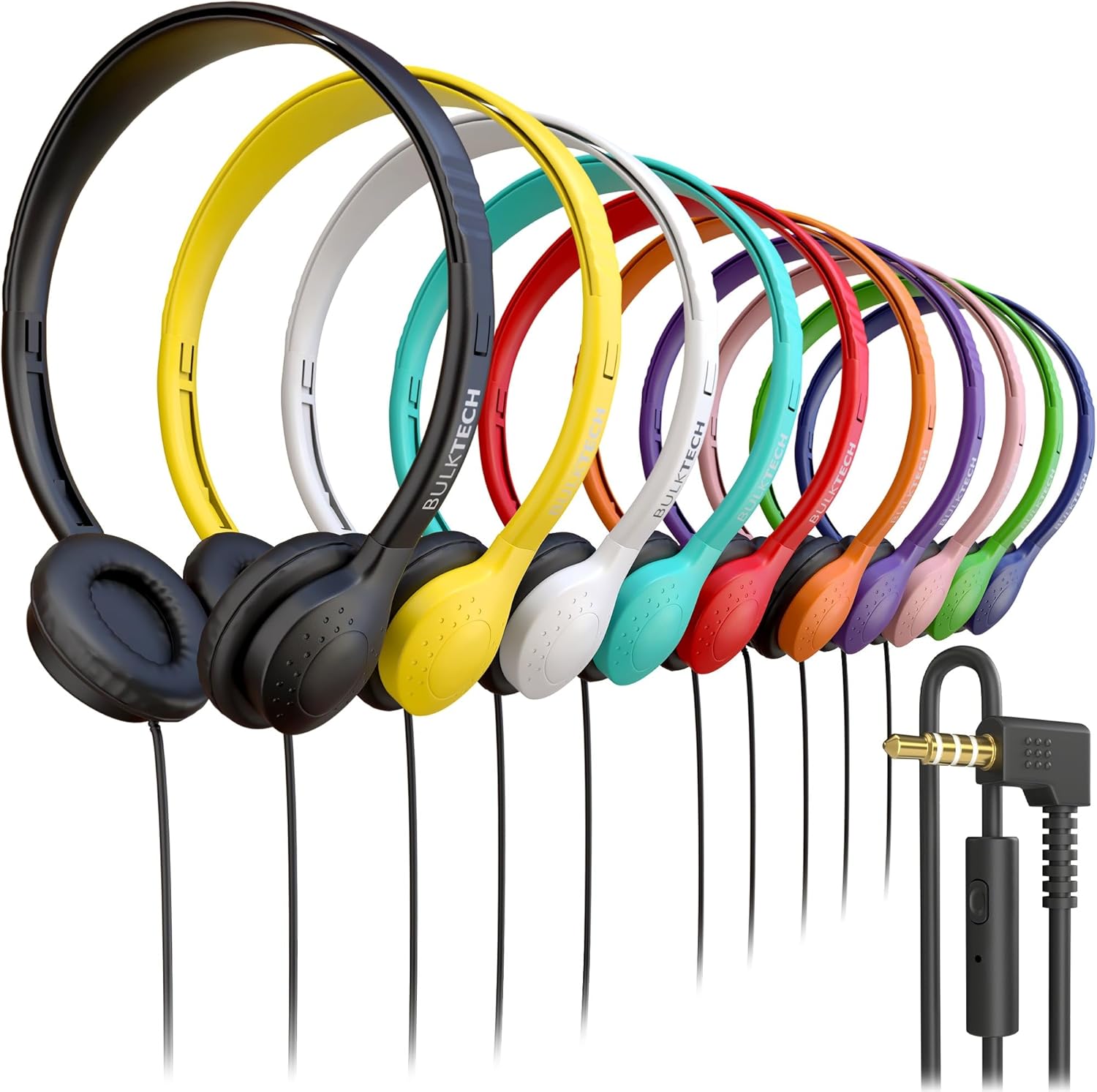 Bulk Wired On-Ear Leather Headphones with Microphone - 500 Pack