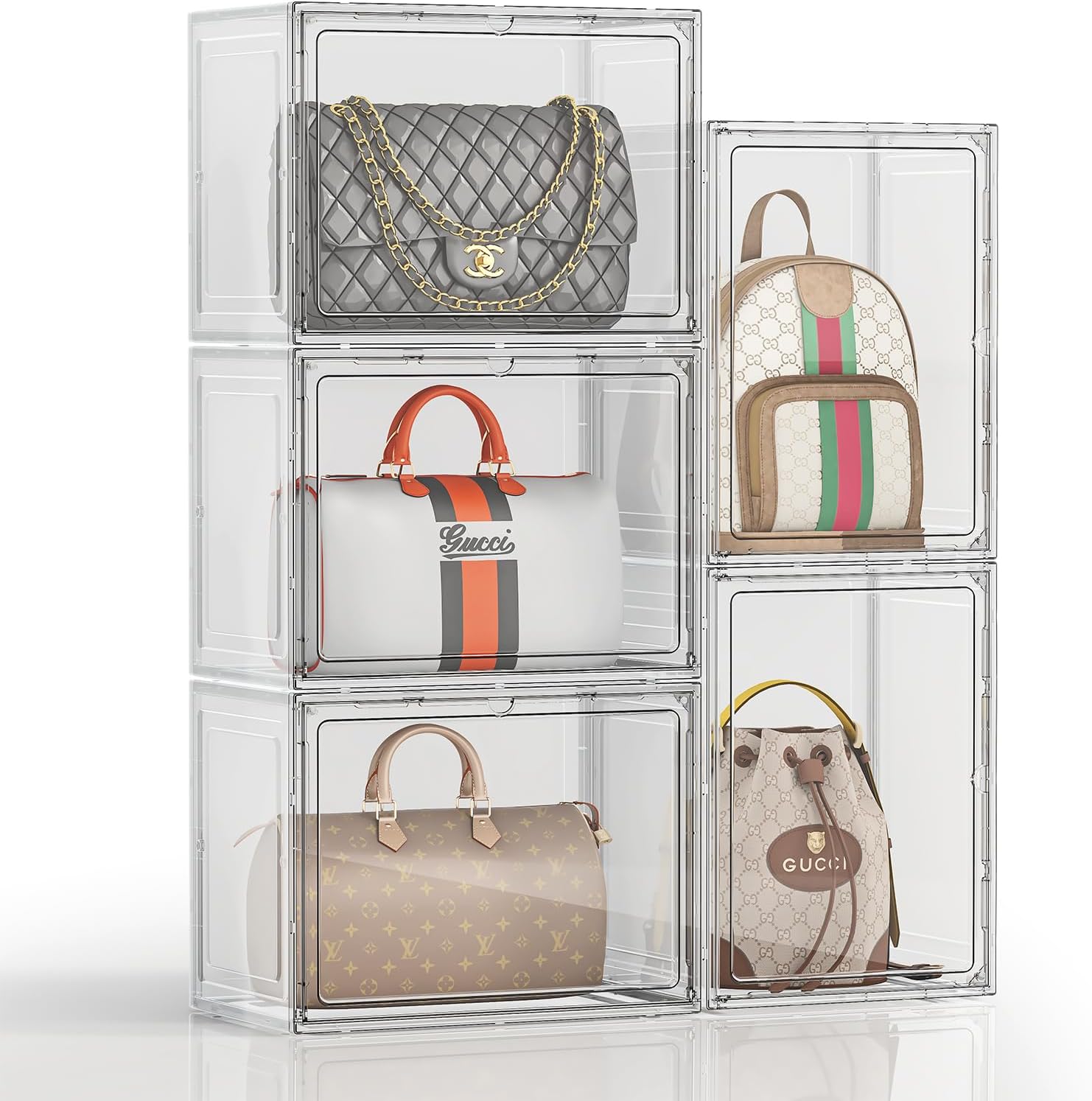 5 Pack Purse Organizer for Closet - Stackable Handbag Storage