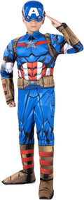Captain America Youth Halloween Costume - Padded Jumpsuit with Mask