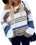 KIRUNDO Women's 2025 Striped Color Block Short Sweater - Casual Cozy