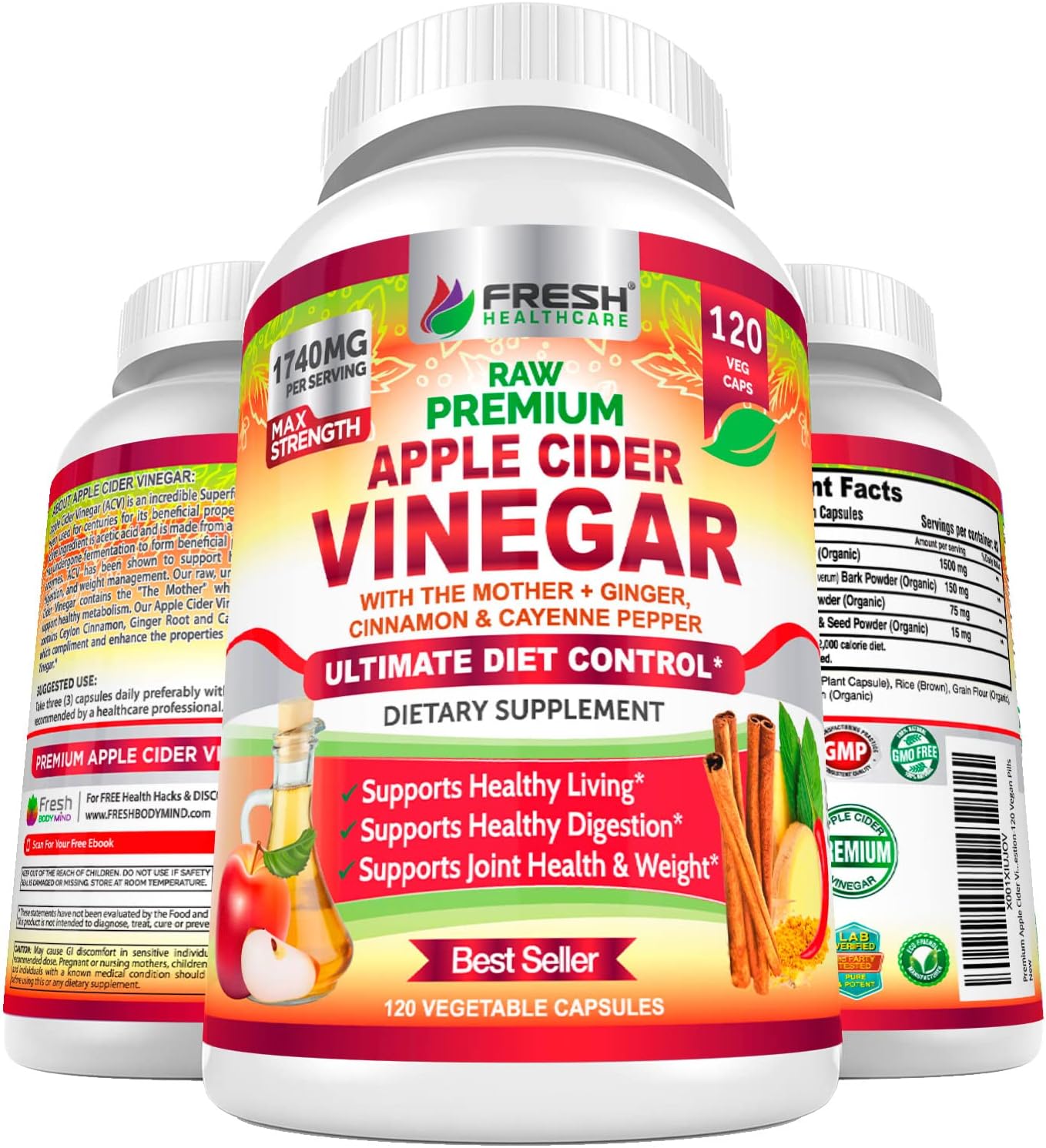 Detox & Digest with Apple Cider Caps - 1740mg Max Strength