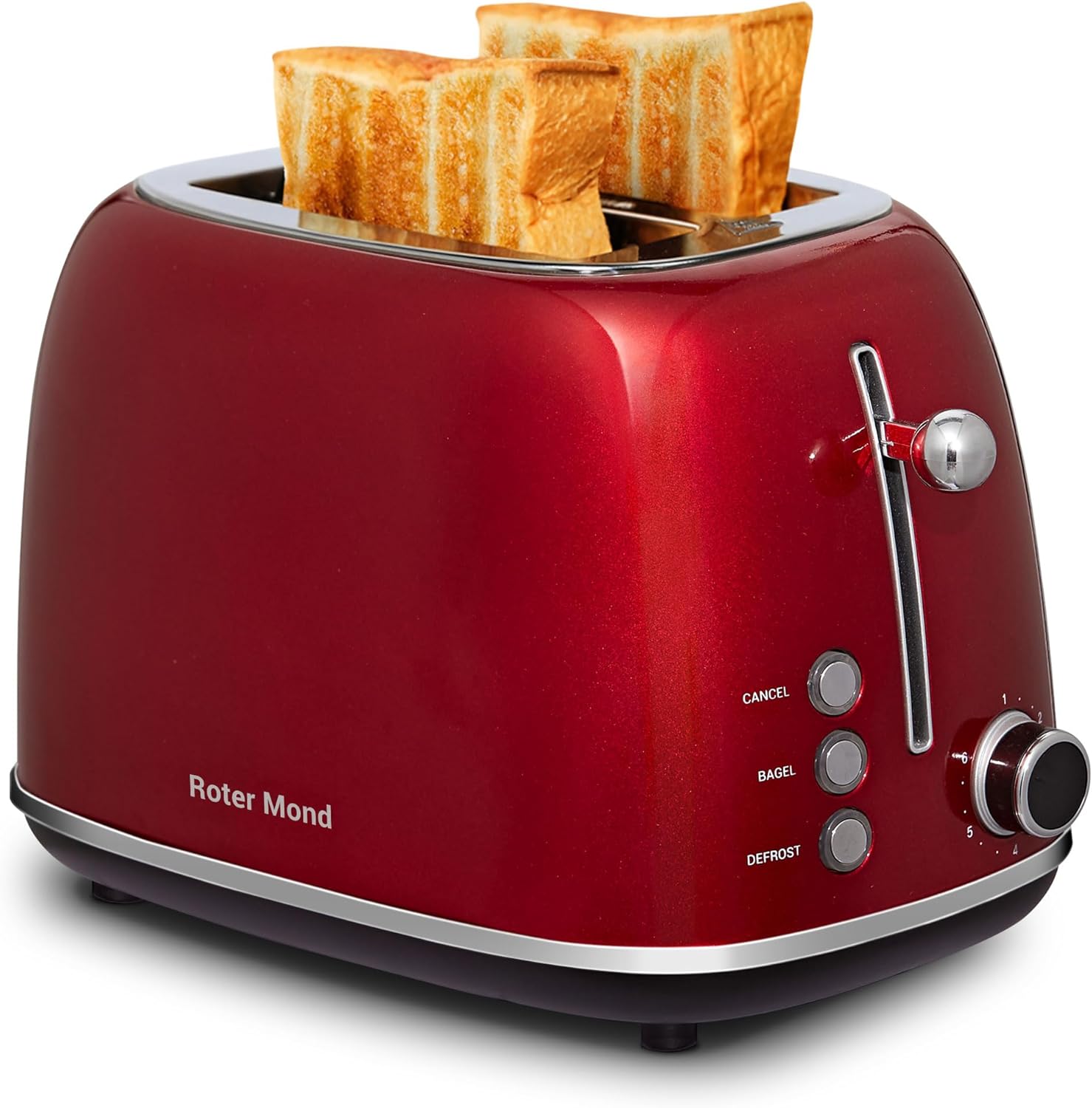 Roter Mond 2 Slice Toaster Retro Stainless Steel with Bagel Function