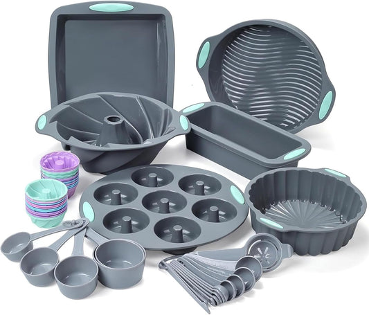 Tongjude Silicone Baking Pans Set - 47 Pieces for All Your Needs