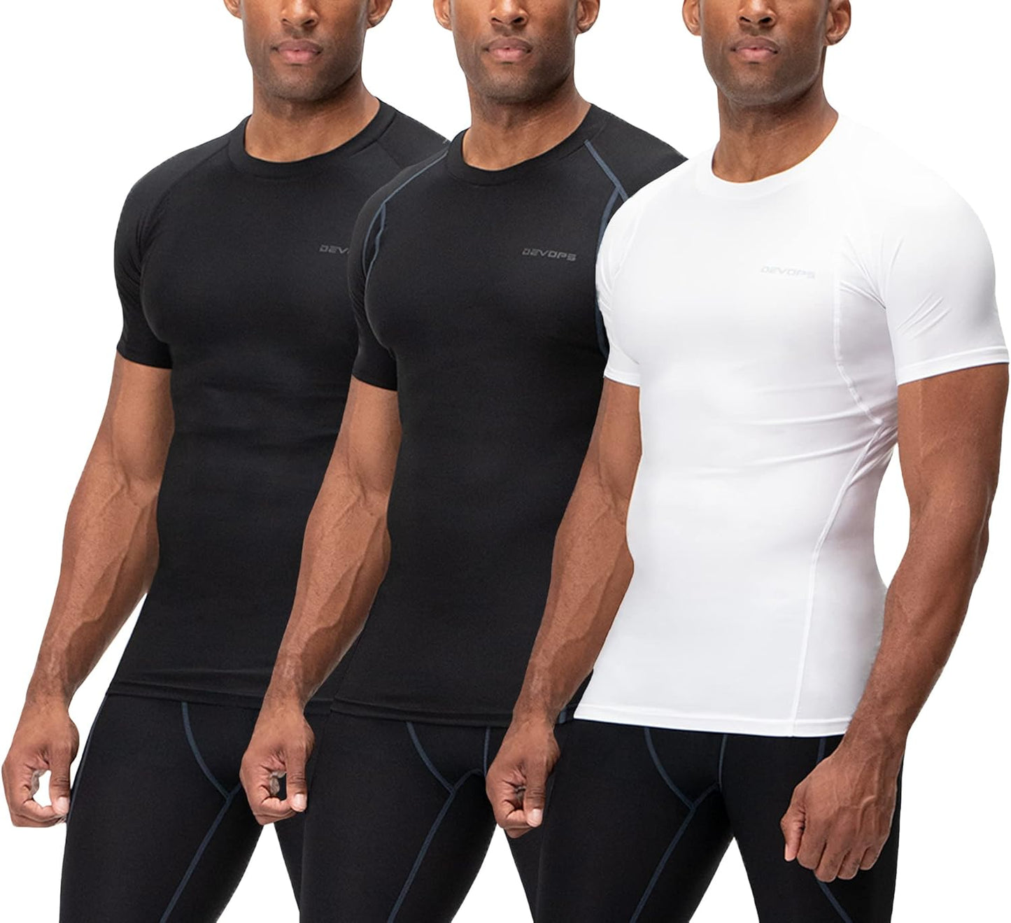 DEVOPS Men's Cool Dry Compression Shirts for Active Workouts