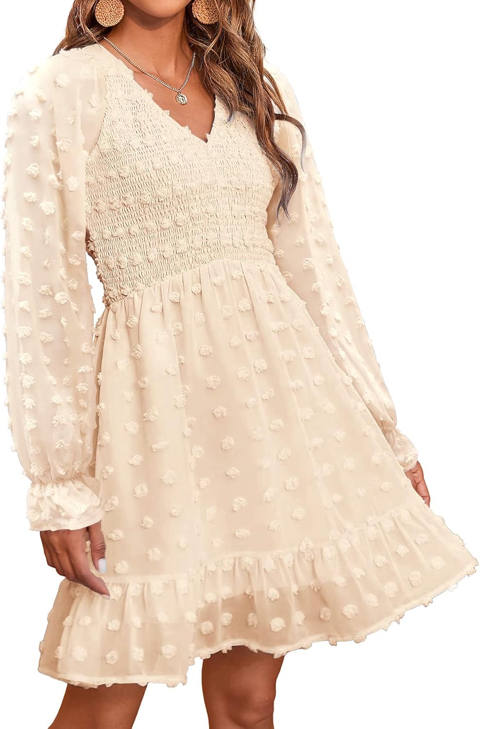 BTFBM Long Sleeve Fall Dresses for Women - Casual V Neck Style