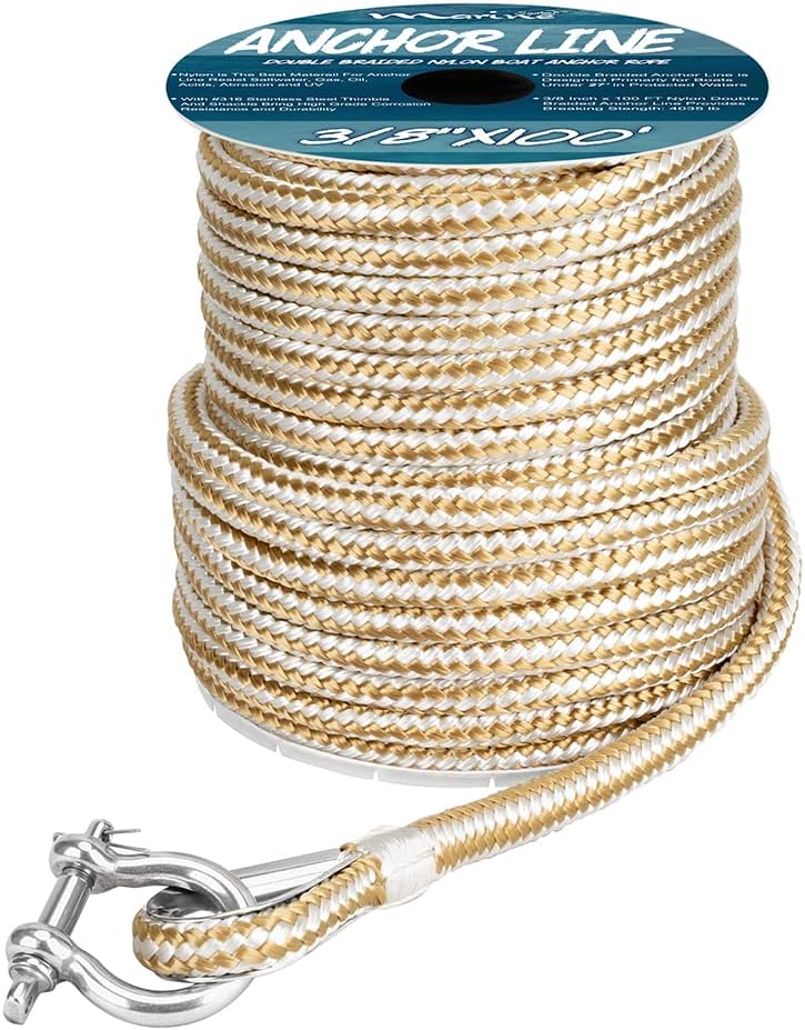3/8 Inch 100FT Nylon Double Braided Anchor Line for Boats