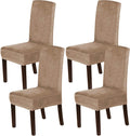 Velvet Dining Chair Covers Set of 4 - Stretchy Form-Fit Slipcovers