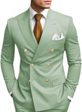 2 Piece Double Breasted Suit Men Slim Fit Blazer Pants Set - Smart