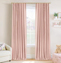 100% Blackout Curtains 102 in Long - Blush Pink Room Darkening Panels
