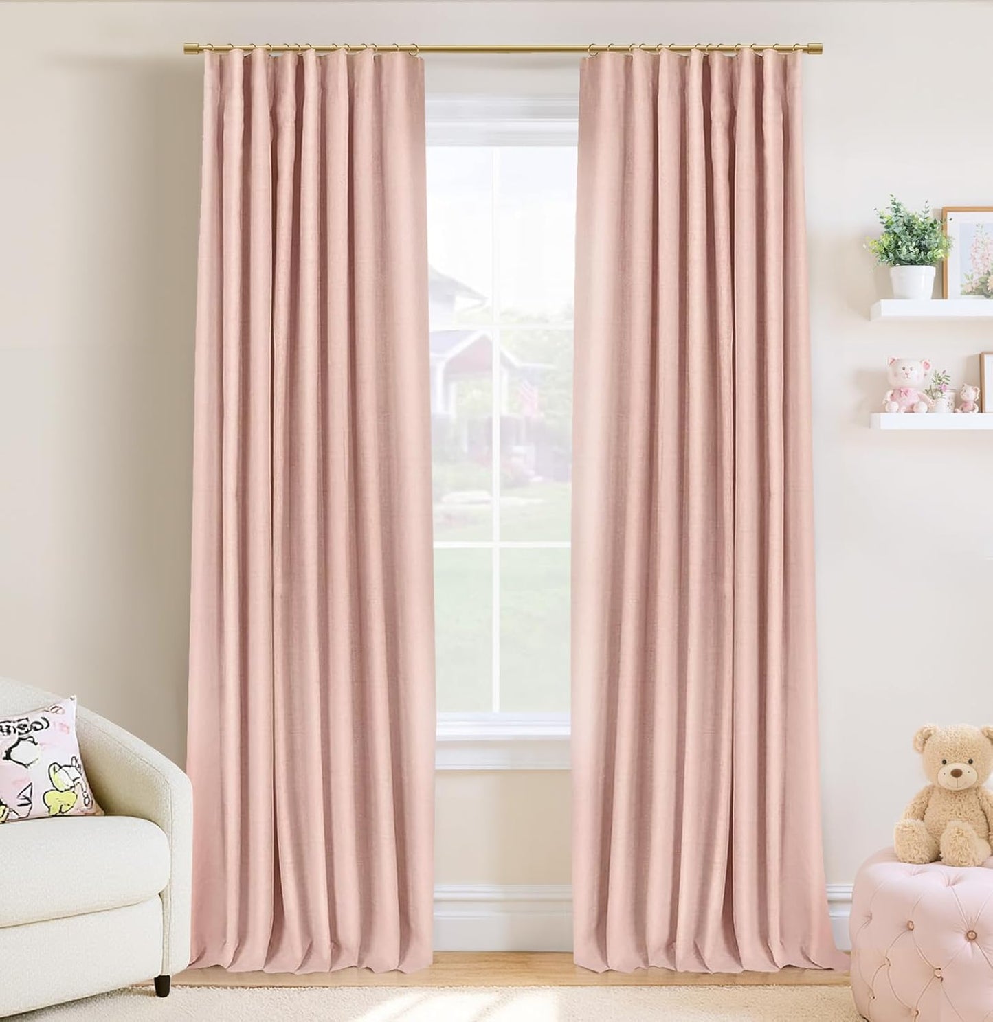 100% Blackout Curtains for Bedroom & Living Room - Blush Pink