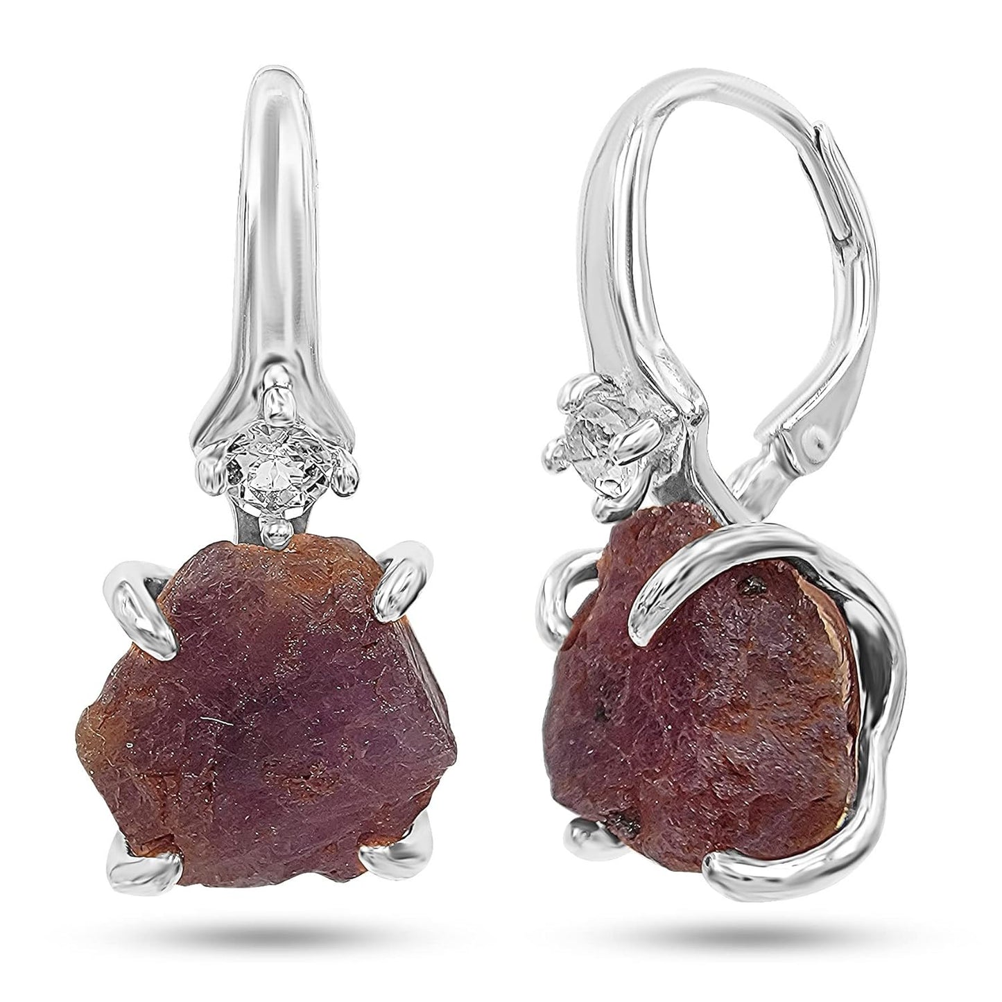 Real Raw Ruby Drop Earrings in Real Gold for Special Occasions