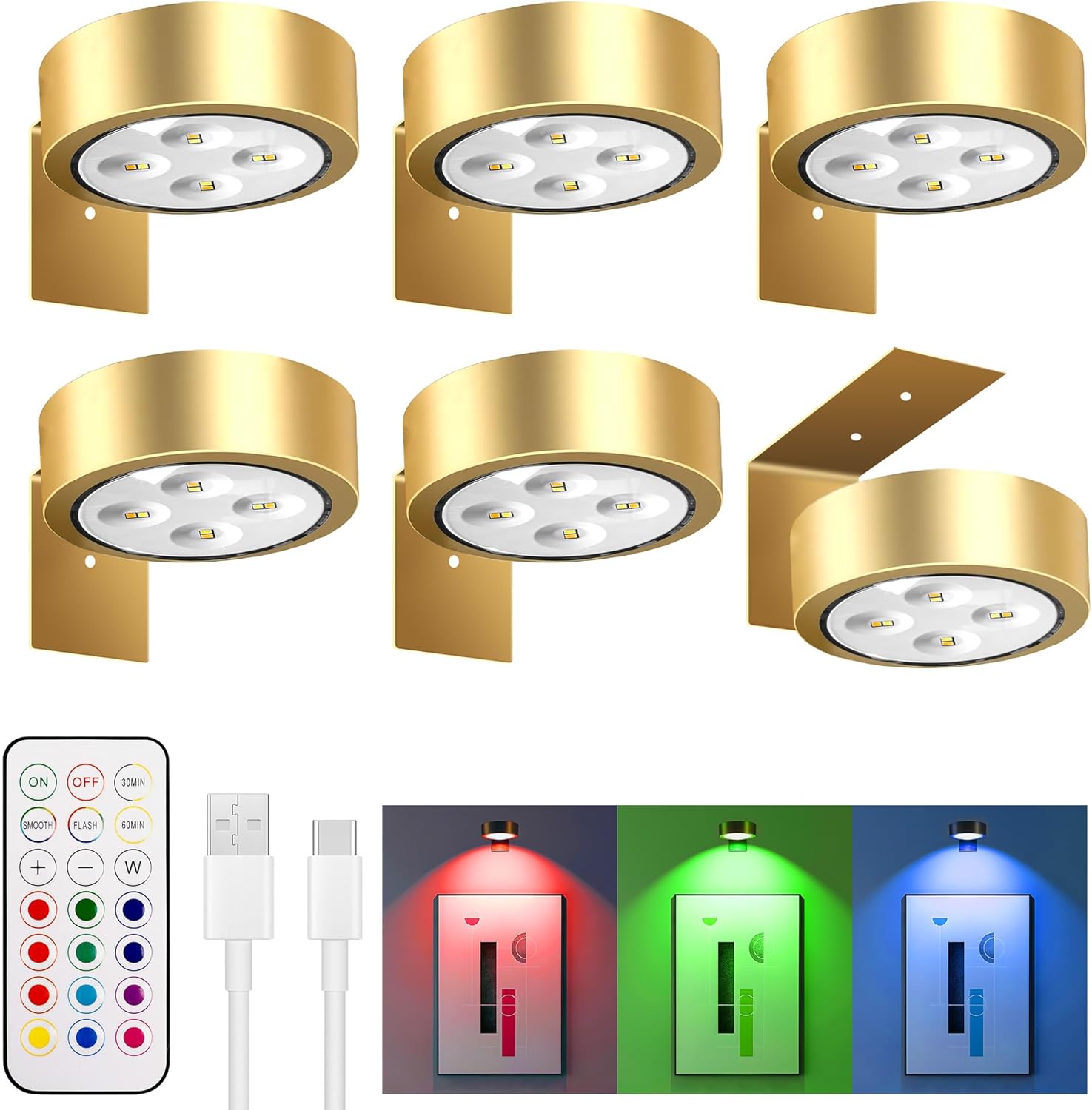 Maylit 6 Pack RGBW Picture Lights for Wall Art and Decor