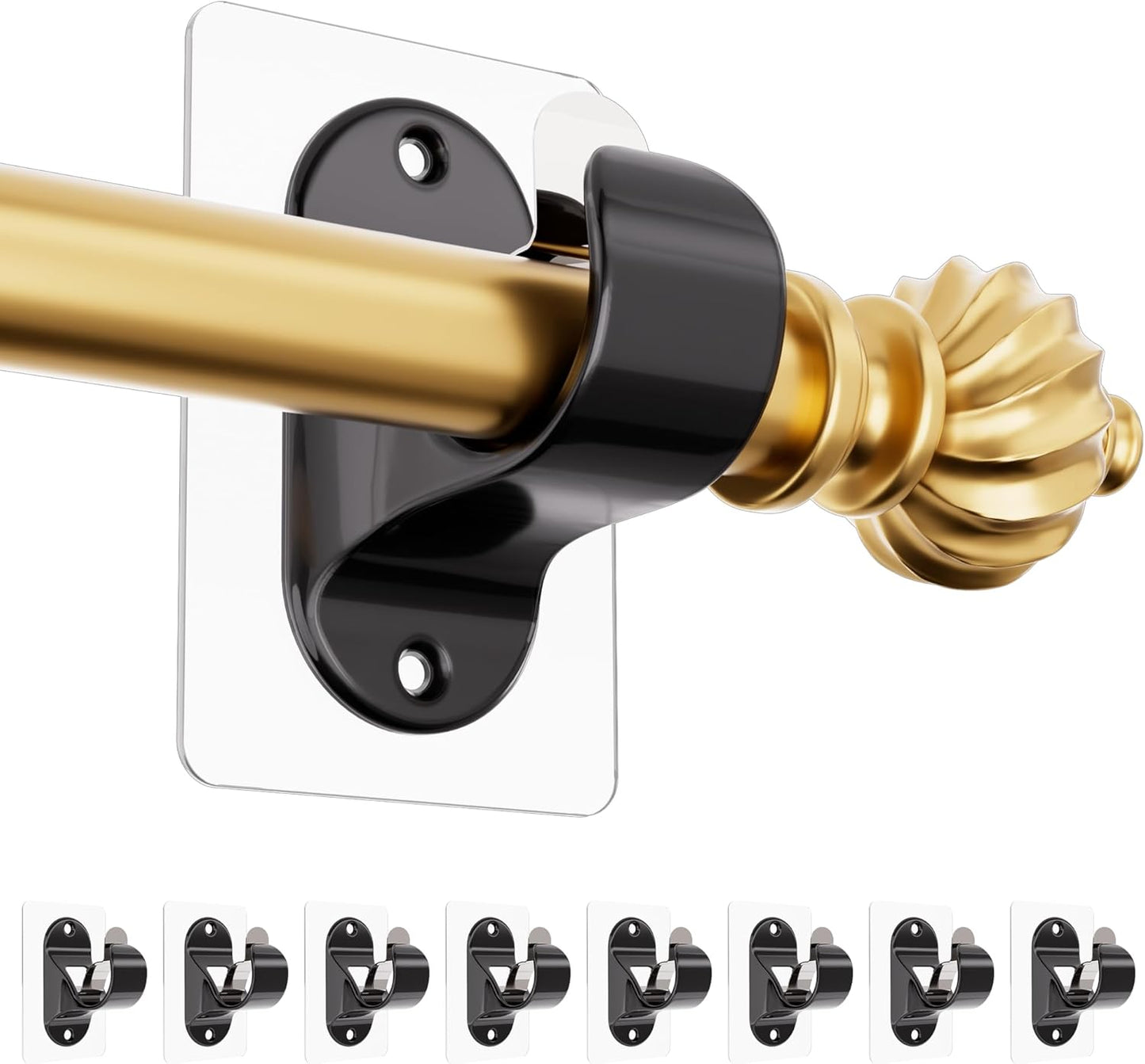 8-Pack Self-Adhesive Curtain Rod Holders by MUAKIOY - No Drilling Needed!