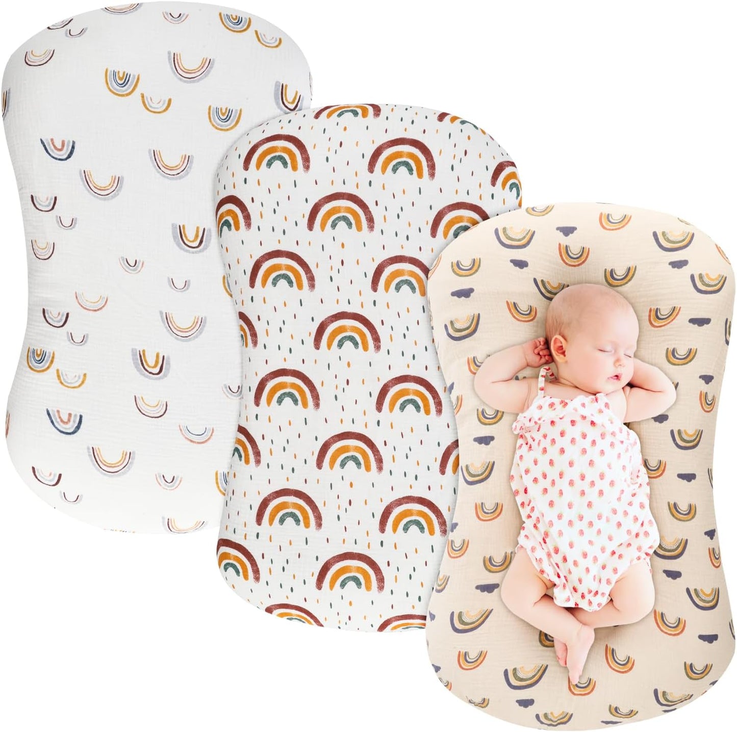 Organic Cotton Baby Lounger Cover Set - Rainbow Bliss