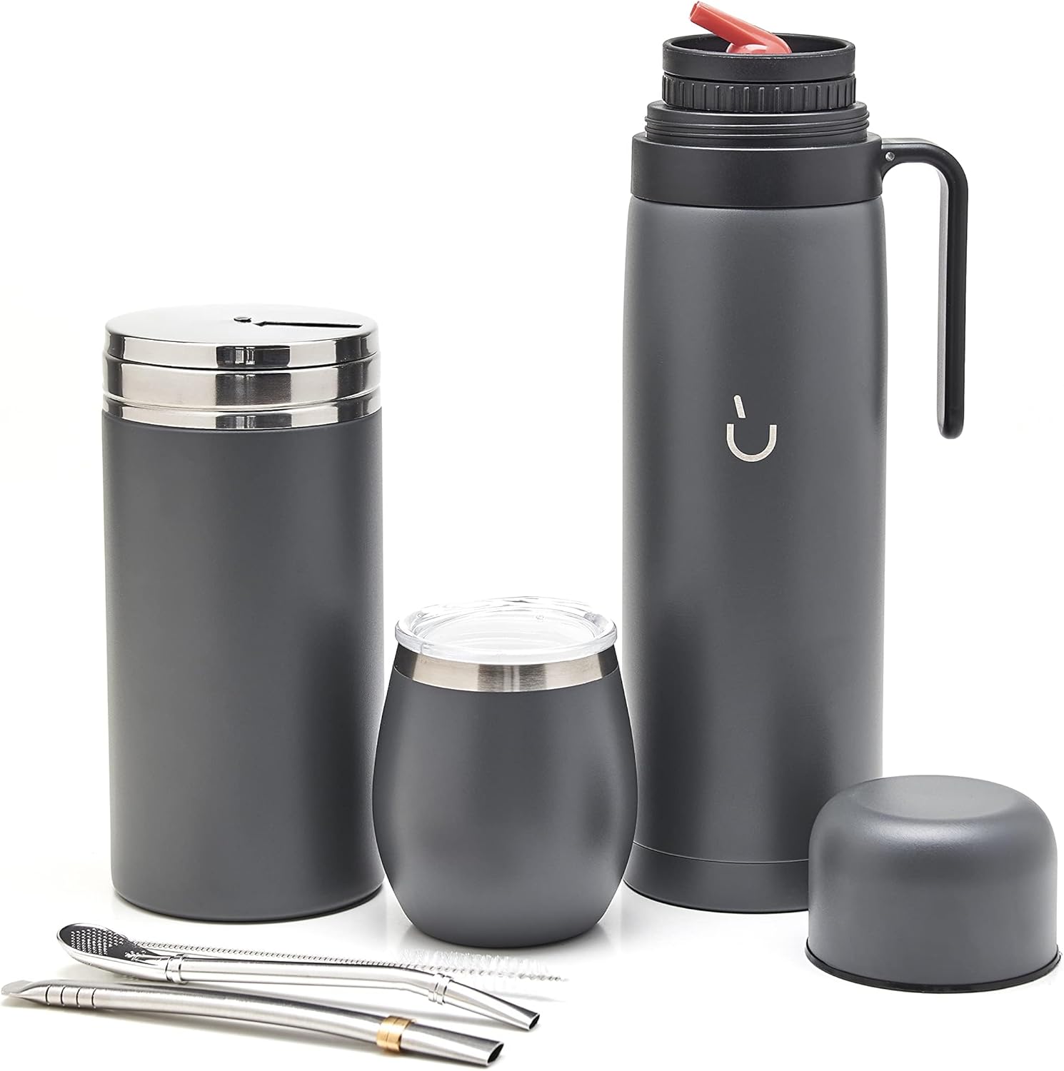 Complete Yerba Mate Set with Modern Gourd and Thermal Flask