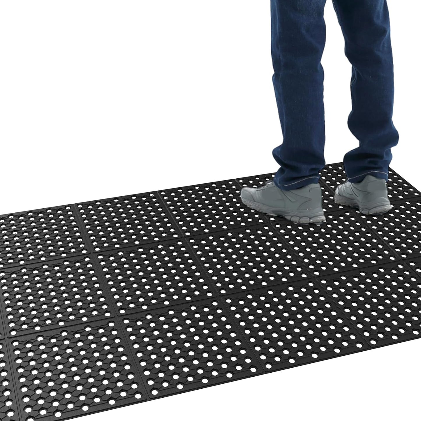 ROVSUN Rubber Floor Mat with Holes for Kitchen and Outdoor Use
