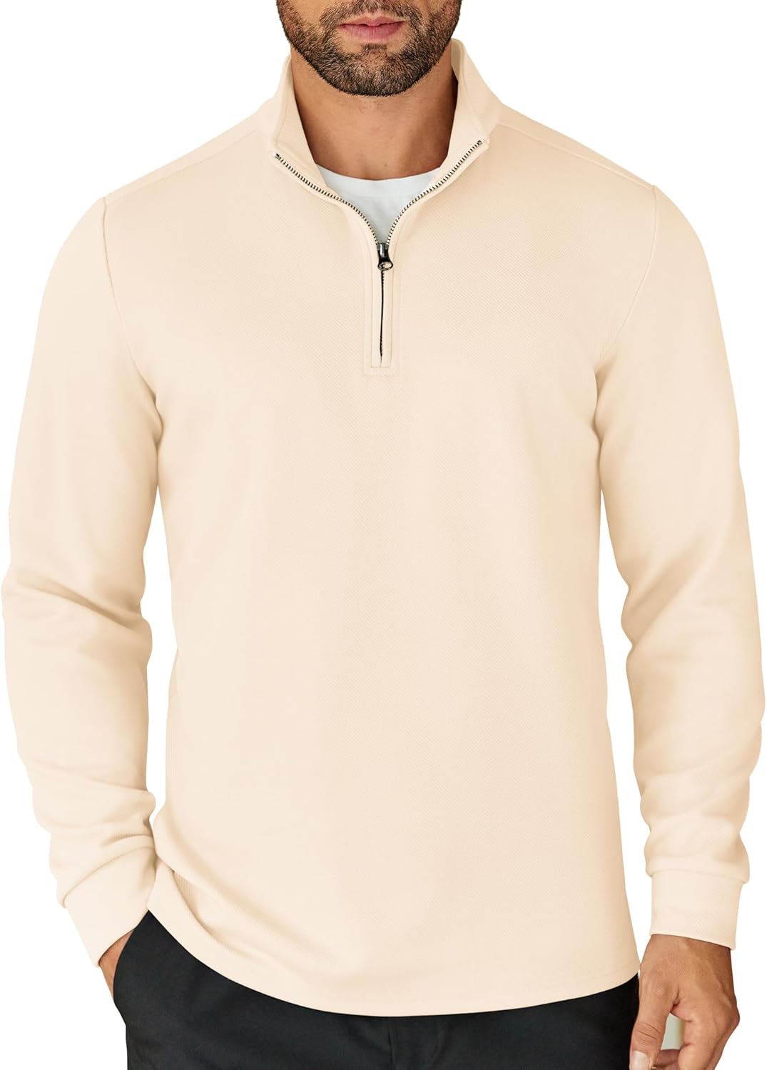 COOFANDY Men's Quarter Zip Pullover Lightweight Mock Neck Shirt