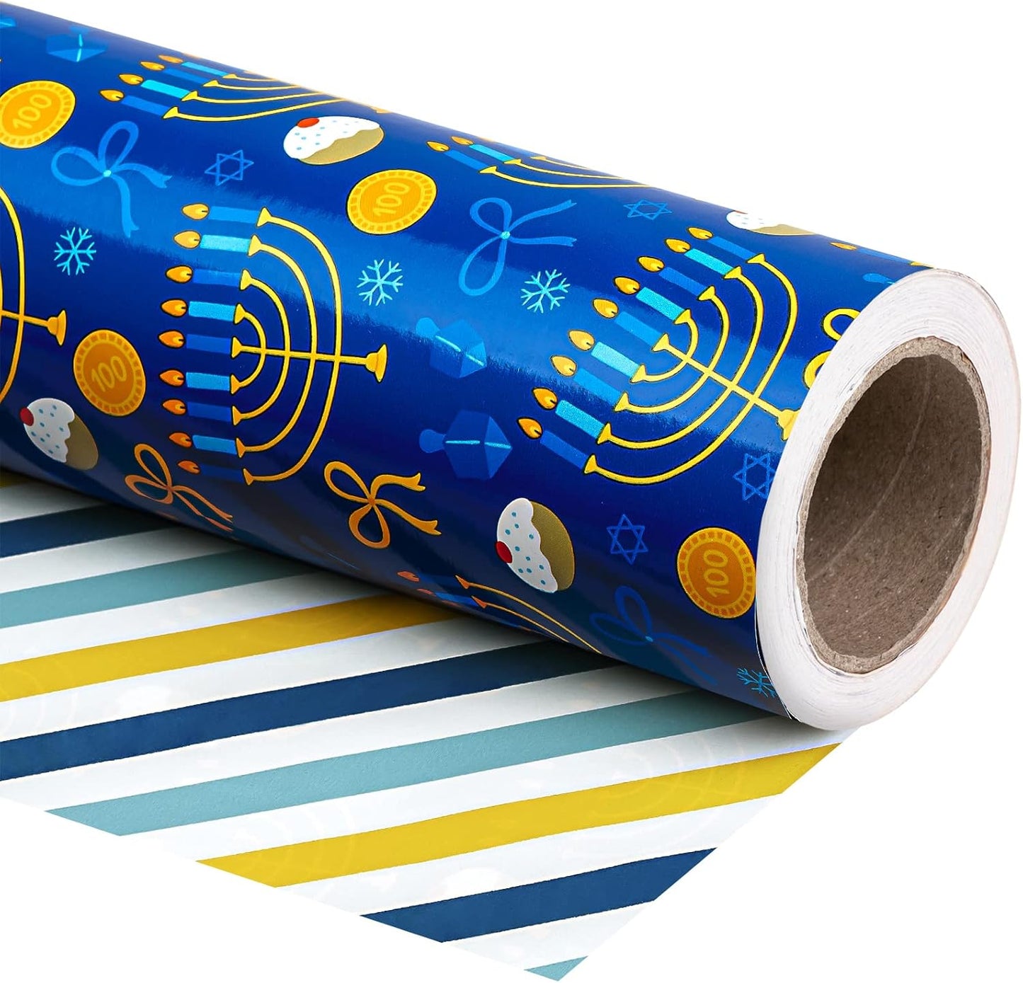 30 Inch Jumbo Reversible Hanukkah Wrapping Paper for Holidays