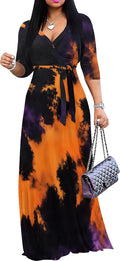 PinkPatty Plus Size Maxi Dress 3/4 Sleeves - Flowy Bohemian Swing