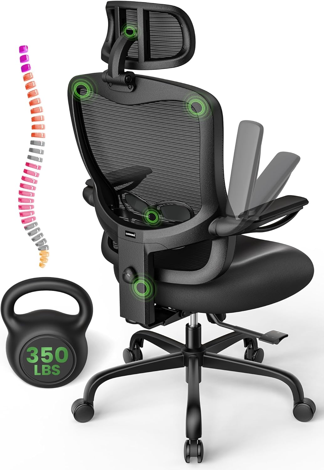 LANDOMIA Ergonomic Big & Tall Office Chair - Maximum Comfort for Long Hours
