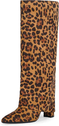 Fold Over Knee High Boots Women Chunky High Heels - Comfortable