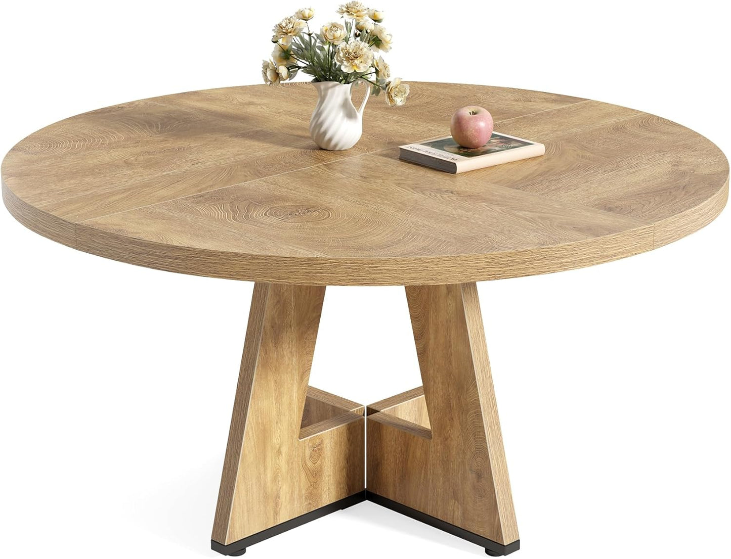 LITTLE TREE Round Dining Table for 4-6 People, 47 in Oak