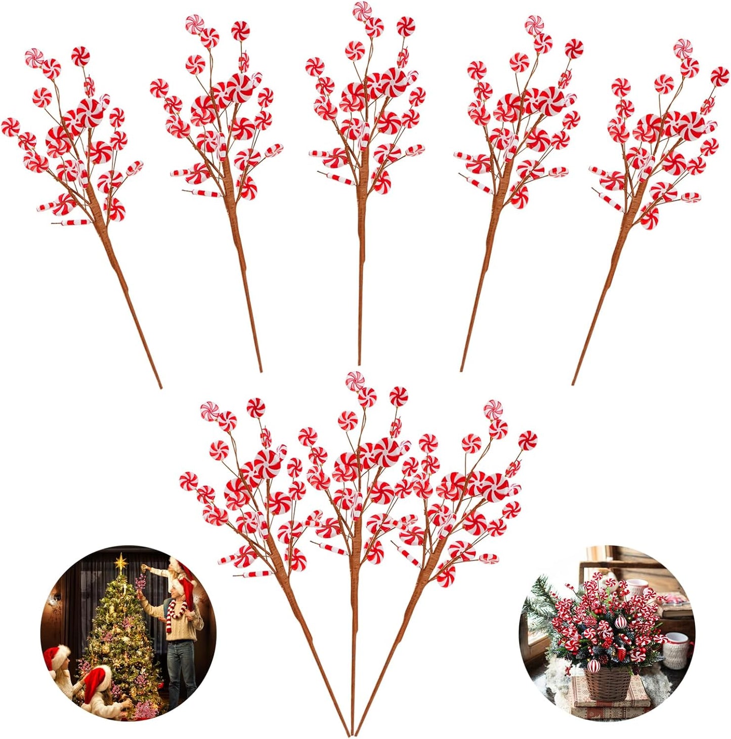 Candy Christmas Tree Picks - Festive Home Decor