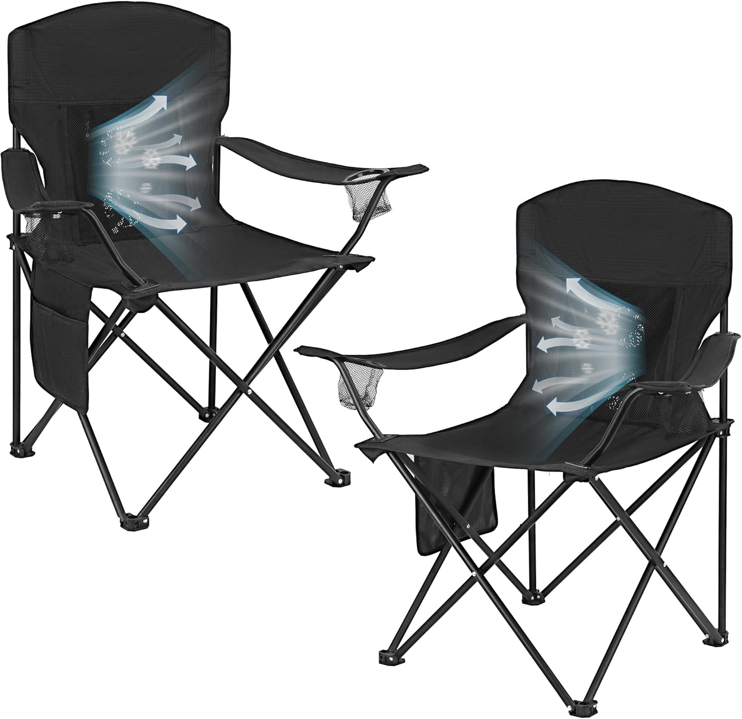 2 Pack Camping Chairs with Fan for Ultimate Outdoor Comfort
