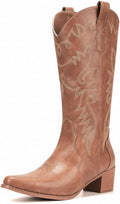 IXU Cowboy Boots Women Pointy Toe Mid Calf Western Boots