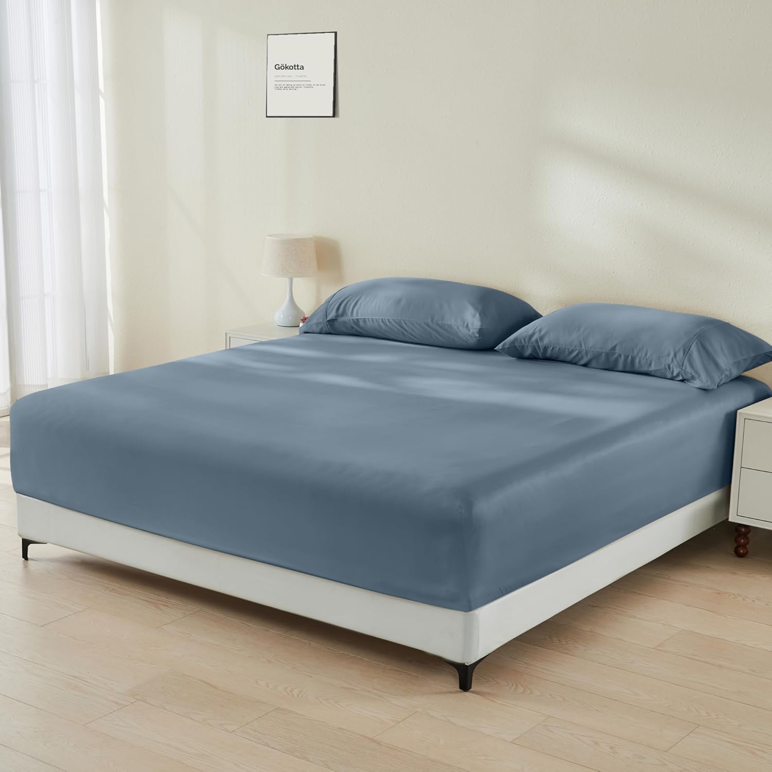 GOKOTTA Bamboo Rayon Fitted Sheet Set for Queen Size Mattress