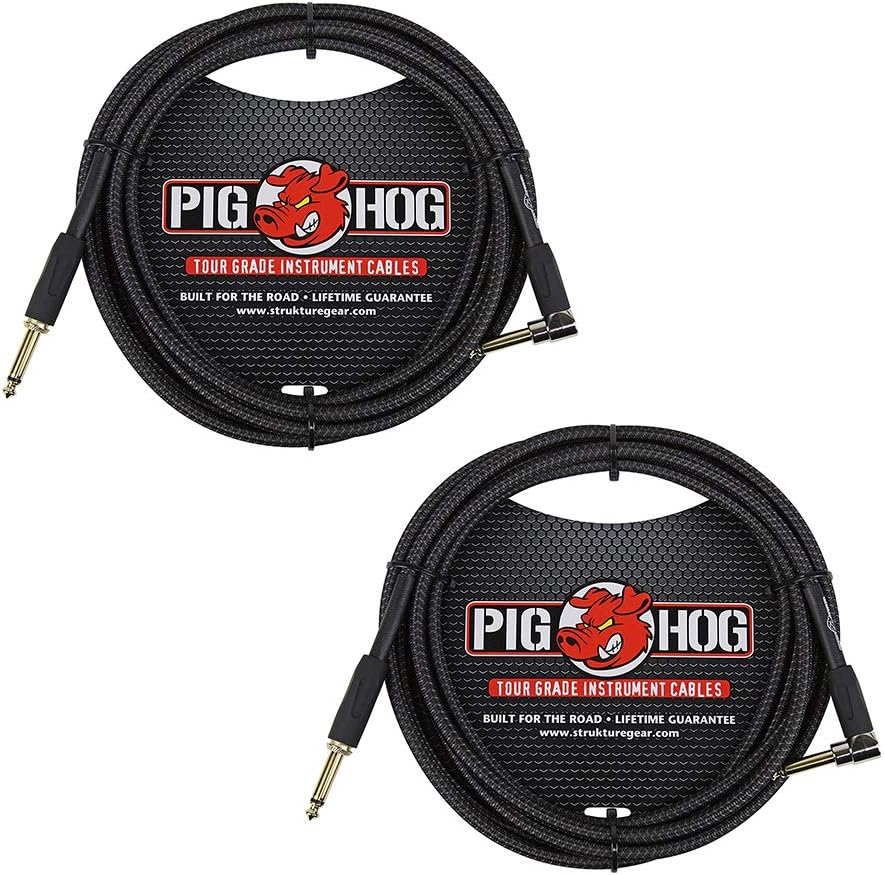 2-Pack Pig Hog 10ft Black Guitar Cables - Crystal Clear Sound!