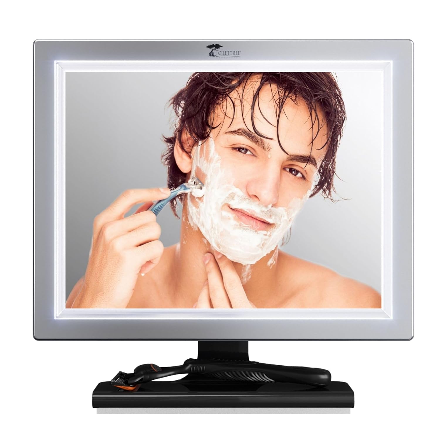 Deluxe LED Fogless Shower Mirror with Squeegee for Shaving