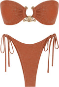 ZAFUL Stylish Bandeau Bikini Set with Trendy Metal Ring Accent